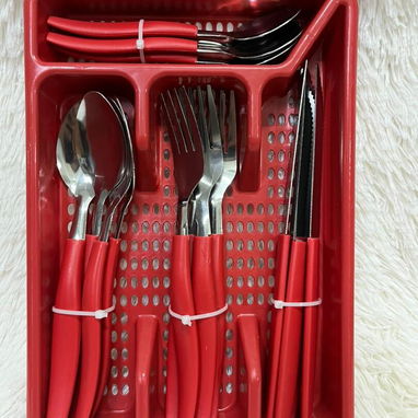 Juego de cubiertos con organizador Set de 16 piezas en 4000cup Colores disponibles ❤️Rojo 🩶Gris - Img 123974589