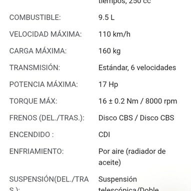 En venta MOTO NEGRA KRATHOS 250 CC NUEVA A ESTRENAR CON GARANTÍA $3260 9.5L >110km/h - Img 123714089