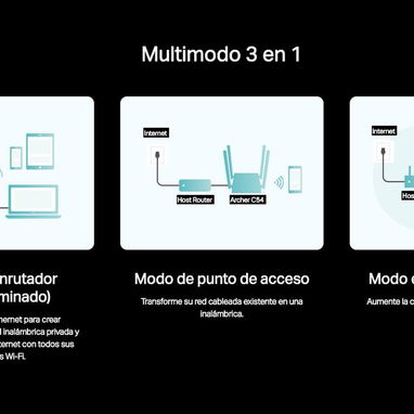 TP-Link Archer C54_ AC1200 _ WiFi de Alta Velocidad con 3 Modos de Trabajo Inteligente - 1 WAN -4LAN - Img 101639708