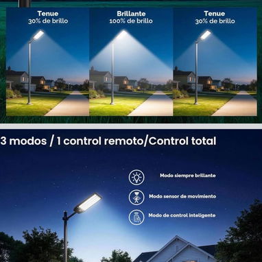 Lampara Exterior Recargable Solar 15 000 v - 3/4