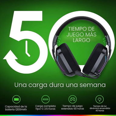 WESEARY WG1 | Auriculares Gamer Inalámbricos | 2.4ghz, bluetooth | - Img 125224490