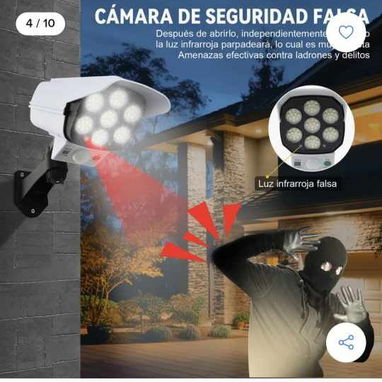 El juego de Camara de seguridad falsa. Lamparas led solares para exterior en forma de camara. Son lamparas solares. - 4/4
