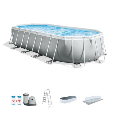 Conjunto de piscina ovalada elevada Prism Frame™ de 20′ × 10′ × 48″ - 3/10