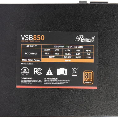 🔌Fuente Rosewill VSB850  80 PLUS Bronce con capacitores japoneses y FAN silencioso - Img 104337912