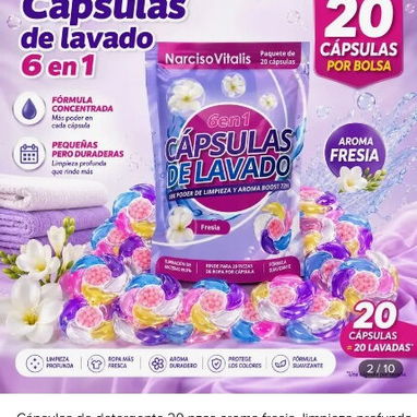 Cápsulas de Detergente 5 en 1, blister con 20.capsulas aromas lavanda y fresca. - 9/9