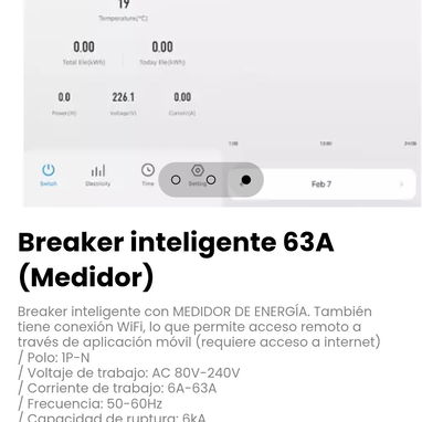 Breaker inteligente 63A (Medidor). Breaker inteligente con MEDIDOR DE ENERGÍA. También tiene conexión WiFi - 3/3