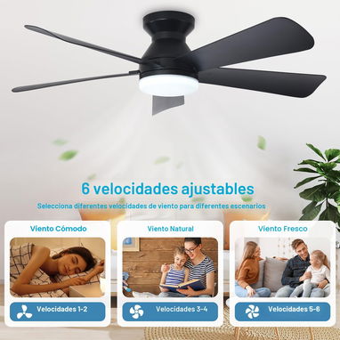 Ventilador de techo moderno Depuley 42 pulgadas 5 aspas, LUCES LED, NEGRO (3 MODO DE ILUMINACIÓN) NUEVO (incluye mando) - Img 122583686