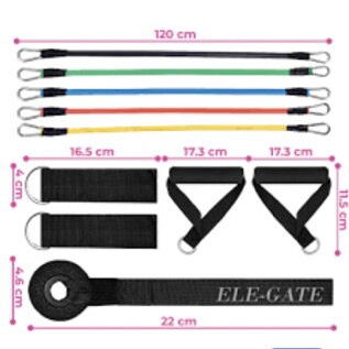 JUEGO DE 5 BANDAS DE RESISTENCIA MAS 5 ACCESORIOS PARA EJERCICIOS CROSSFIT. - Img 94582756
