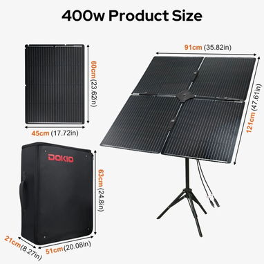 Panel Solar Portatil DOKIO 400W NUEVO con Trípode - 3/9