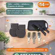 Tabla + cuchillo + ralladores + 4 tapetes de silicona - Img 55288201