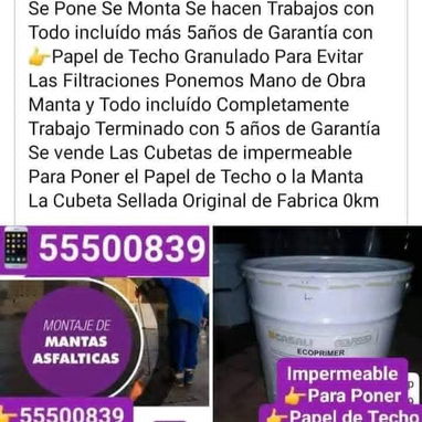 Montaje Reparación y Colocación De Papel De Techo o Manta Alfatica Para Eliminar La Humedad y Filtraciones De Su Hogar - Img 121511631