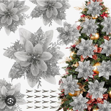 💜Set de 2 flores de navidad Las parejas vienen las dos del mismo color Miden:13cm Precio:4 usd(la pareja) - 4/4