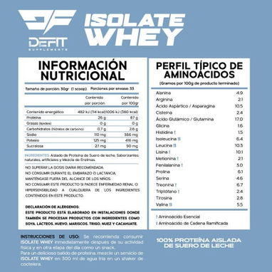 Isolate Whey Protein DeFit 1Kg 33 servicios - Img 117312548