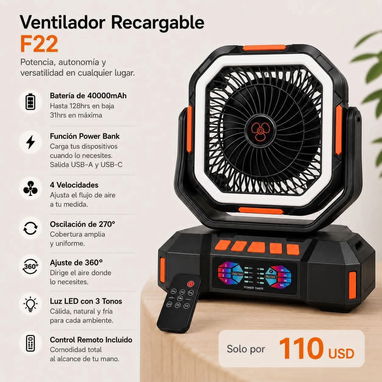 Ventiladores Recargables// Modelos F6,X11j,X13 20mil mHa y F22 40 mil mHa - Img 126585518