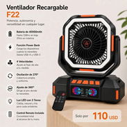 🔌 Ventilador Recargable F22 – 40,000 mAh 💨 🔥 ¡Autonomía extrema para llevar a cualquier lugar! 💰 Precio: $110 USD - Img 56449570