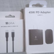 CARGADOR TIPO C DE 45W CARGA RÁPIDA Y CABLE TIPO C A C DE 3A CARGA RÁPIDA Y TRANSFIERE DATOS MIDE 1M (MARCA 1HORA) - Img 57974809