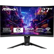 Monitor curvo de 27"ASROCK PG27QRT2A, QHD 2K (2560x1440p), 180Hz, serie PHANTOM Gaming, NUEVO en caja - Img 54717124