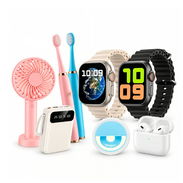 Set de 5 Artículos de Uso Diario - Reloj Inteligente, Abanico, Cepillo Eléctrico, Banco de Energía y Auriculares - Img 57686995
