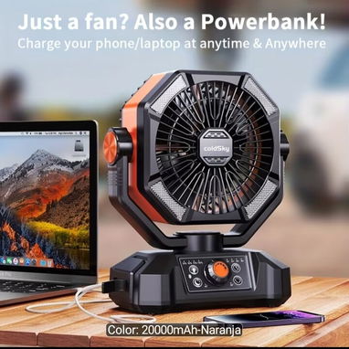Ventilador de Camping Recargable ColdSky 20,000 mAh Doble motor | 4 Linternas LED | Control Remoto.  Mejor calidad que l - 3/3