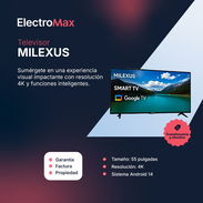 TELEVISOR (TV) MILEXUS 55" SMART 4K ANDROID 14.0 (ML-LED-55 ISDBT) - Img 56237906