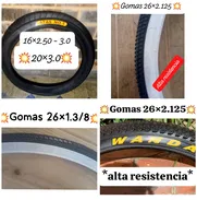 Gomas 26×2.125,26×1.3/8,24×2.125,622×42,28×1.75,28×1.1/2,29×2×3.35,29×2.10, 16×2.125,16×1.75,20×2.125,20×2×2.40,20×3.0, - Img 48419152