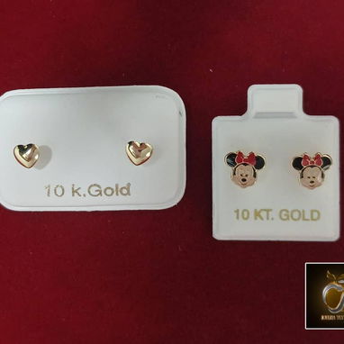Aretes de niñas pequeños oro 10k de fabrica - Img 121163087