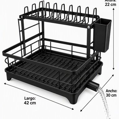 Escurridor de platos de dos niveles para encimeras de cocina - 3/3