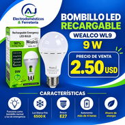 💡Bombillo Led Recargable. 9W. Luz Blanca. Marca Wealco - Img 54319498