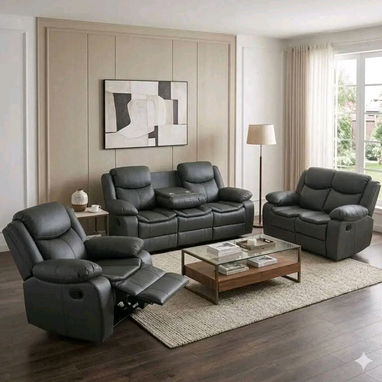 💥 Juegos de muebles reclinables 3,2,1 plaza ✓Material: Cuero de aire  ✓: negro, carmelita y gris 2500 - Img 123026933