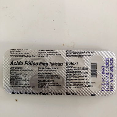 ÁCIDO FÓLICO 5MG BLÍSTER 10 PASTILLAS - Img 123694947