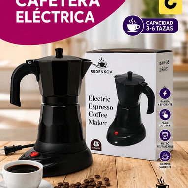 CAFETERA ELÉCTRICA RUDENKOV CAPACIDAD 3-6 tazas (300ml) Disfruta del aroma de un buen café con nuestra súper cafetera - Img 124271048