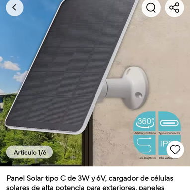 cámara IP inalámbrica de seguridad para el hogar con panel solar compacto con un soporte de montaje ajustable. - Img 100606638
