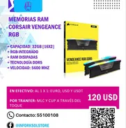 Memoria RAM Corsair Vengeance de 32GB [16x2] RGB DDR5 | 5600Mhz | Nuevas - Img 48260363