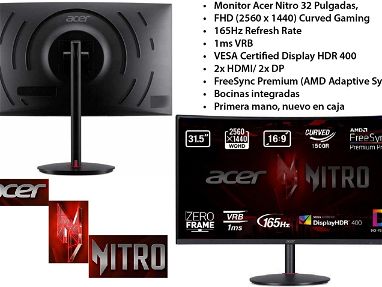 Monitor Acer Nitro 32 pulg, 2k, HDR  400, 165hz, 1 ms, primera mano nuevo en caja - Img main-image