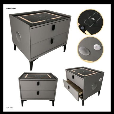 🚧 MESA DE NOCHE CON BLUETOOTH CON 2 GAVETAS 50 x 44 x 40 cm 🚧 - Img 117705963
