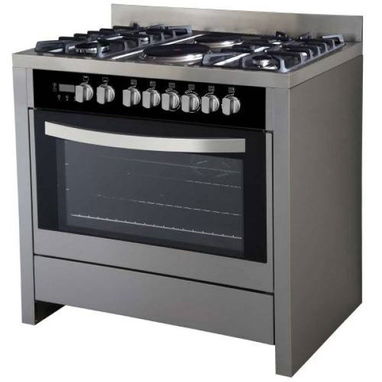 Cocina Scanfrost de 4 quemadores de gas, 2 placas de cocción, horno/grill, encendido automático completo, acabado negro - Img 124001441
