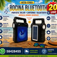 Bocina Bluetooth con Radio FM, Reproductor de memoria y Lámpara. Recargable por USB y Panel solar en emergencias. - Img 55910798