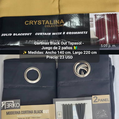 Cortinas blackout (tapasol), juego de 2 paños, varios colores y tamaños - 6/10