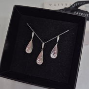 Conjunto de plata, aretes, cadena y dije - Img 57191875