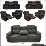 Juego de Sofa de Cuero al aire 3 piezas (lyn) - Img 54426431