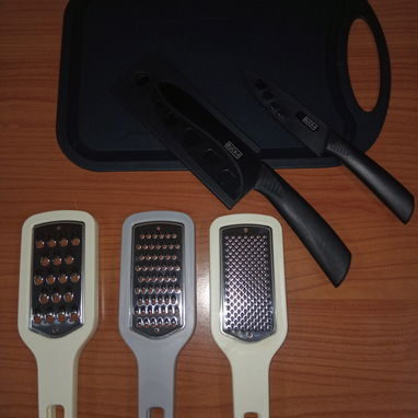 Kit Ralladores Fino Medio Grueso Tabla Cuchillos Negro VPT# - 3/5