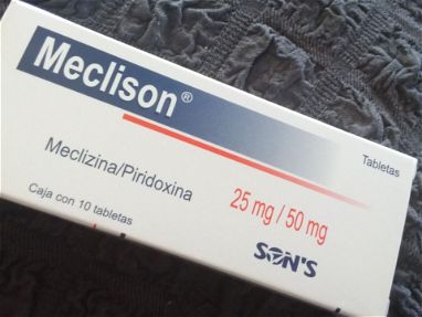 Meclizina/ peridoxina (vit B6)  25mg/50 mg ------ 1.80 usd o al cambio actual por el toque. - Img main-image-45658642