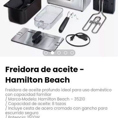 Freidora de aceite -Hamilton Beach. Marca‑Modelo: Hamilton Beach – 35210 - Img 115920612