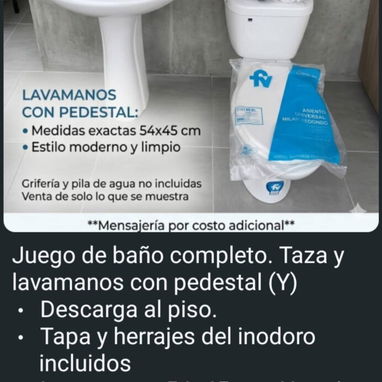 Juego de taza sanitaria más lavamanos con pedestal - Img 123068384