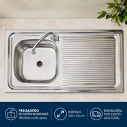 Fregadero de acero inoxidable  más llave cuello ganso  Medidas : 100 × 50 cm - Img 58334097