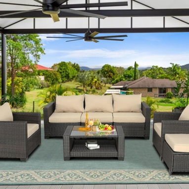 Juego de 7 muebles de exterior, muebles de patio, juegos de conversación, muebles de balcón, muebles seccionales - 2/2