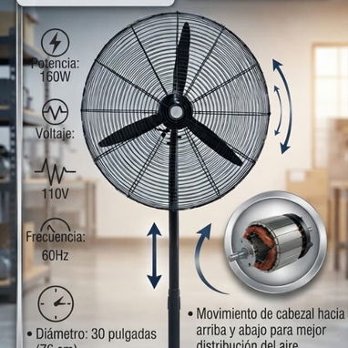 VENTILADOR INDUSTRIAL DE 30 PULGADAS DE PIE Y DE PARED NUEVOS EN CAJA - 5/5
