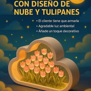 Lámpara led con diseño de nube y tulipanes - Img 57390265