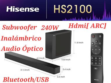 HISENSE /240W SUBWOOFER INALAMBRICO/BLUETOOTH/USB/AUDIO OPTICO/SURROUND HD 3D.OKM EN CAJA - Img main-image
