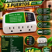 PROTECTOR DE VOLTAJE 3 PUERTOS S.P.C 110V, FACTURA Y GARANTÍA. VARIEDAD DE PRODUCTOS TODOS NUEVOS EN SU CAJA - Img 57389511